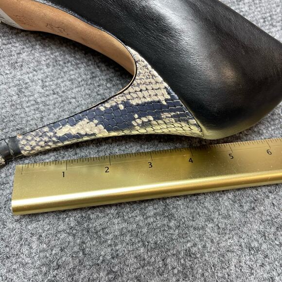 Saks Fifth Selena Black Leather Heels size 10 M - Picture 7 of 8